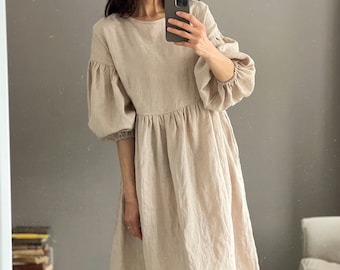Women  linen oversized dress OLIVIA - short