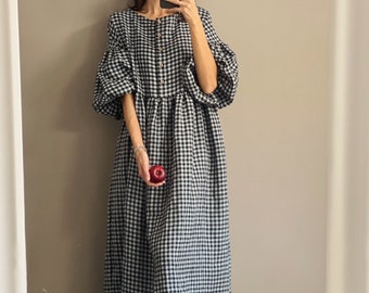 Robe en lin pour femme OLIVIA - idéale pour l'allaitement - longue