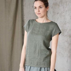 Women's linen top LASSY / linen shirt / washed linen image 2