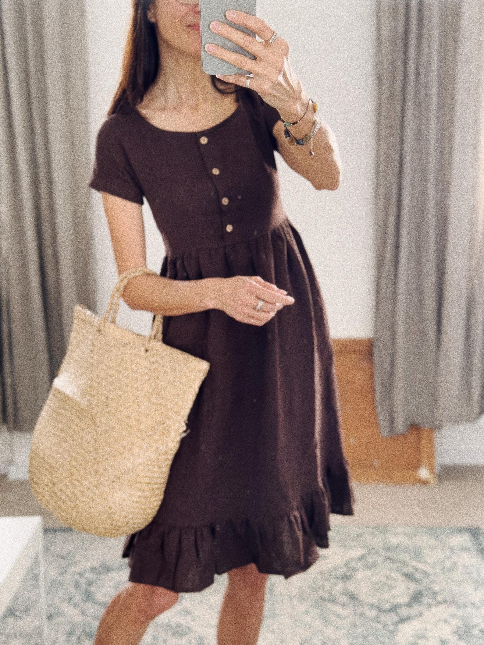 Lucy Dress - Black + Ecru Print Linen blend