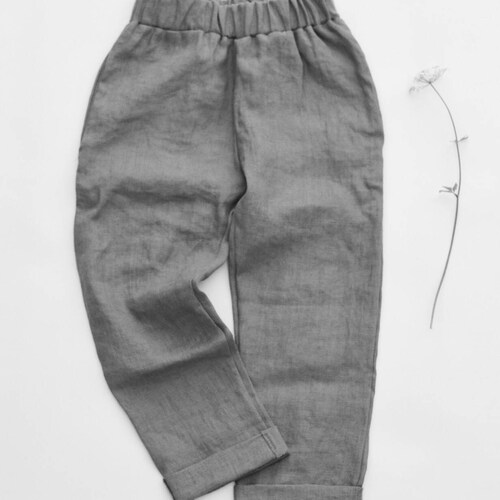 Kids Linen Trousers 100 Washed Linen Etsy