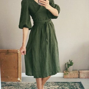 Women's linen wrap dress LARA image 5