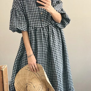 Women  linen dress OLIVIA - nursing friendly - short