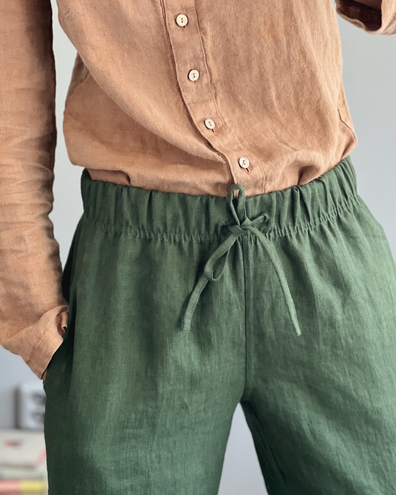 Men's linen pajama pants, linen pants for home image 3