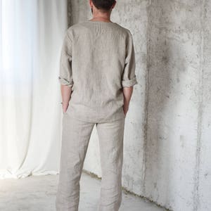 Men's linen pajama pants, linen pants for home image 2