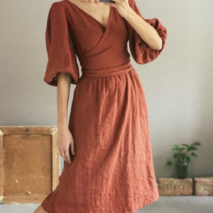 Women's linen wrap dress LARA image 2