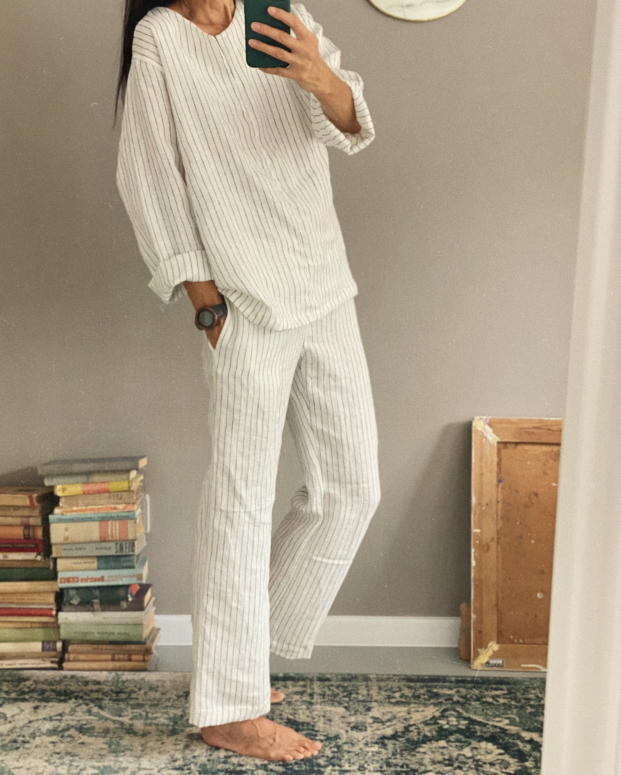 Linen Pajama JANE , Linen Sleepwear, Linen Pajamas Set , Linen Loungewear ,  Linen Trousers and Linen Shirt -  Canada