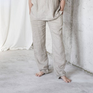 Men's linen pajama pants, linen pants for home image 1