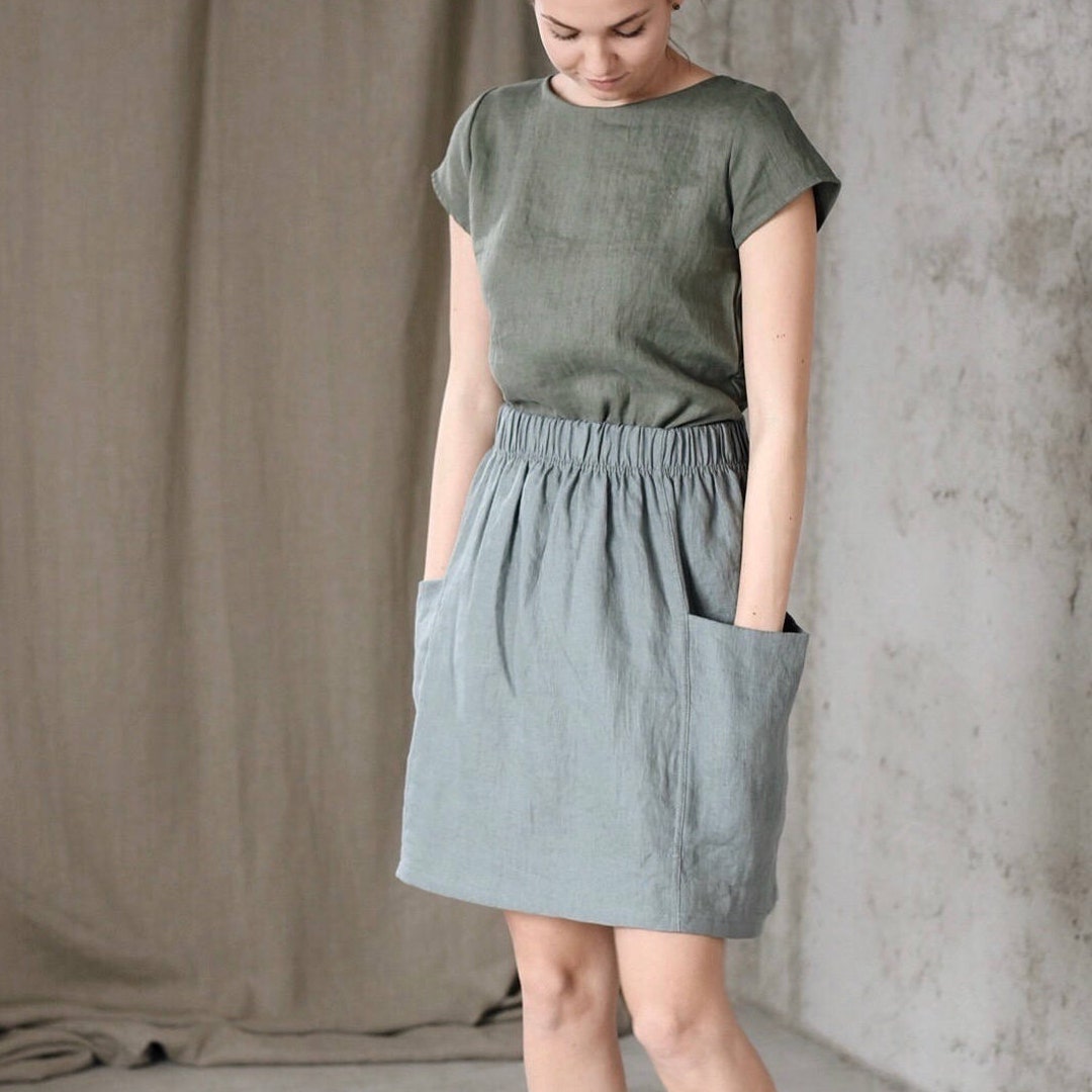 Women's Linen Skirt MOLLY / Washed Linen / Available in 18 Colors - Etsy