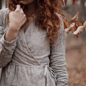 Women linen wrap dress/jacket