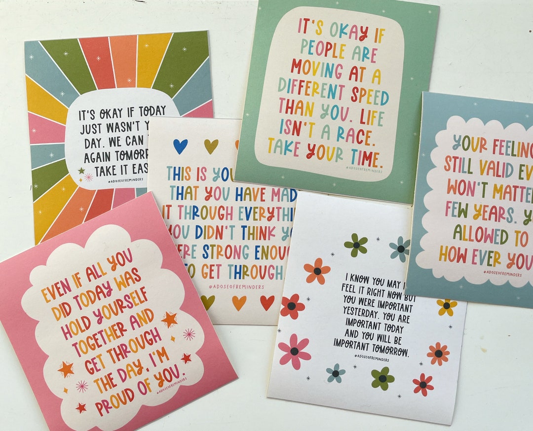 Self Remind Sticker 6 Colourful Reminder Stickers | Mental Health Recovery and Positivity ...