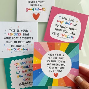 Pacote de 6 cartas positivas | positividade e saúde mental | automutilação, transtorno alimentar, ansiedade, autocuidado, depressão