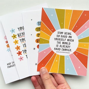 Pack de 4 tirages de positivité A6, cartes postales | rétablissement de la santé mentale et positivité | automutilation, dépression, trouble de l'alimentation, anxiété