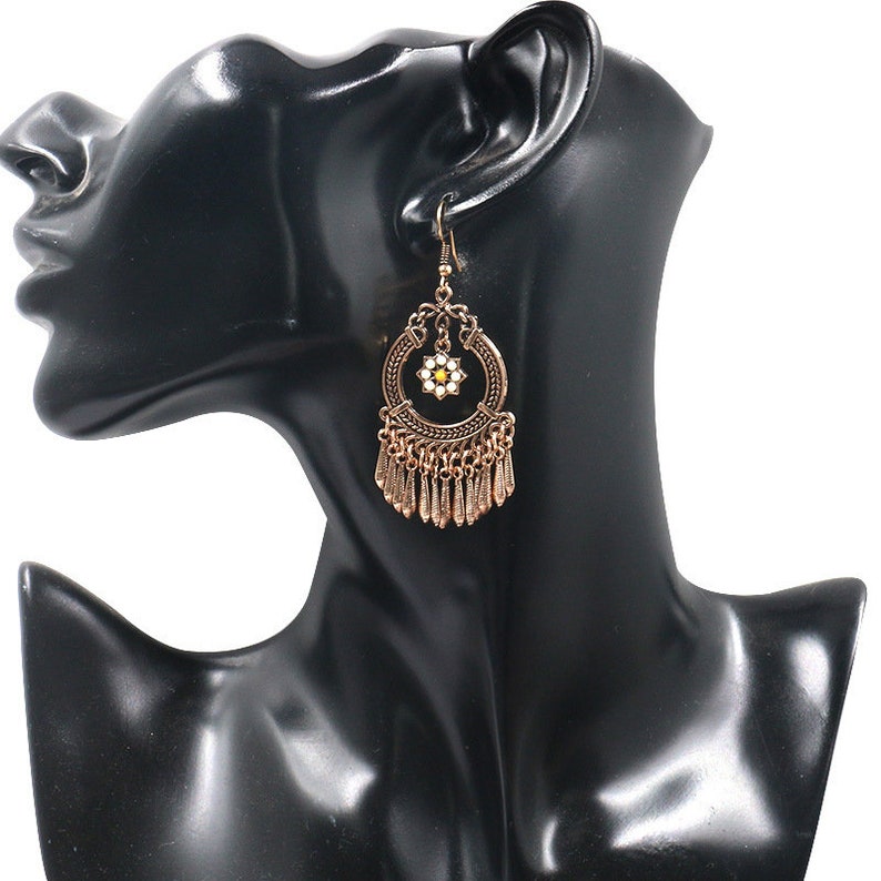 Vintage Ethnic Tassel Hanging Dangle Drop Earrings for Women Female Anniversary Party Wedding Jewelry Ornaments Accessories