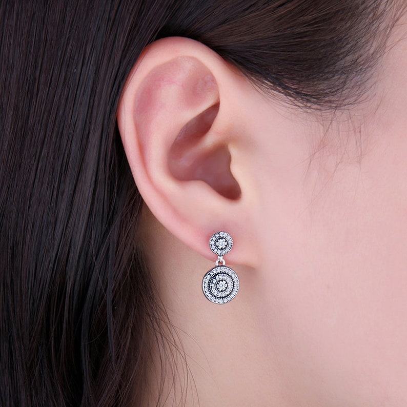925 Sterling Silver Vintage Dangle Drop Earrings For Women Beautiful Gifts Fine Jewelry