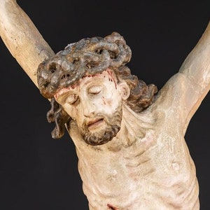 聖体像 | 1700年代のイエス・キリストの木製像 | 18世紀のアンティーク磔刑彫刻 | 24インチ / 61 cm（大）