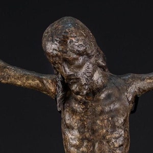 1500s Jesus Christ Statue | 16th Century Wax and Textile Corpus Christi Figure | Antique Crucifixion Sculpture | 15.4&quot; / 39cm Large