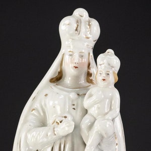 Virgin Mary with Child Jesus Statue | Madonna and Infant Christ Antique Porcelain Figure | 6.9&quot;/ 17.5 cm Large