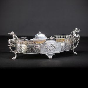 Jardiniere Silver Plated Antique | French 1700s Baroque Centre Piece | 18.5” / 47 cm Large