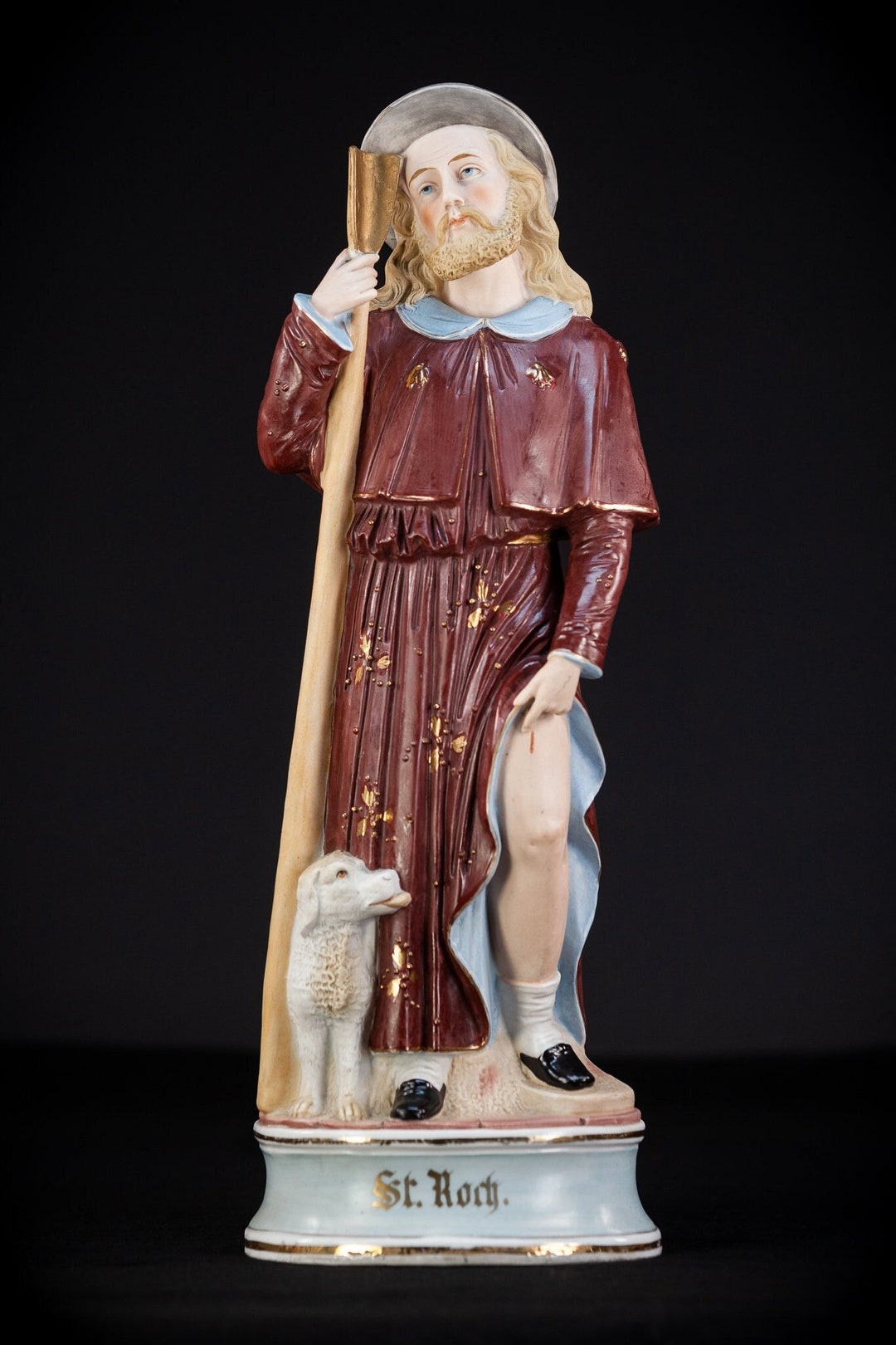 St Rochus Porcelain Statue | 1800s Saint Roch French Antique 19th ...
