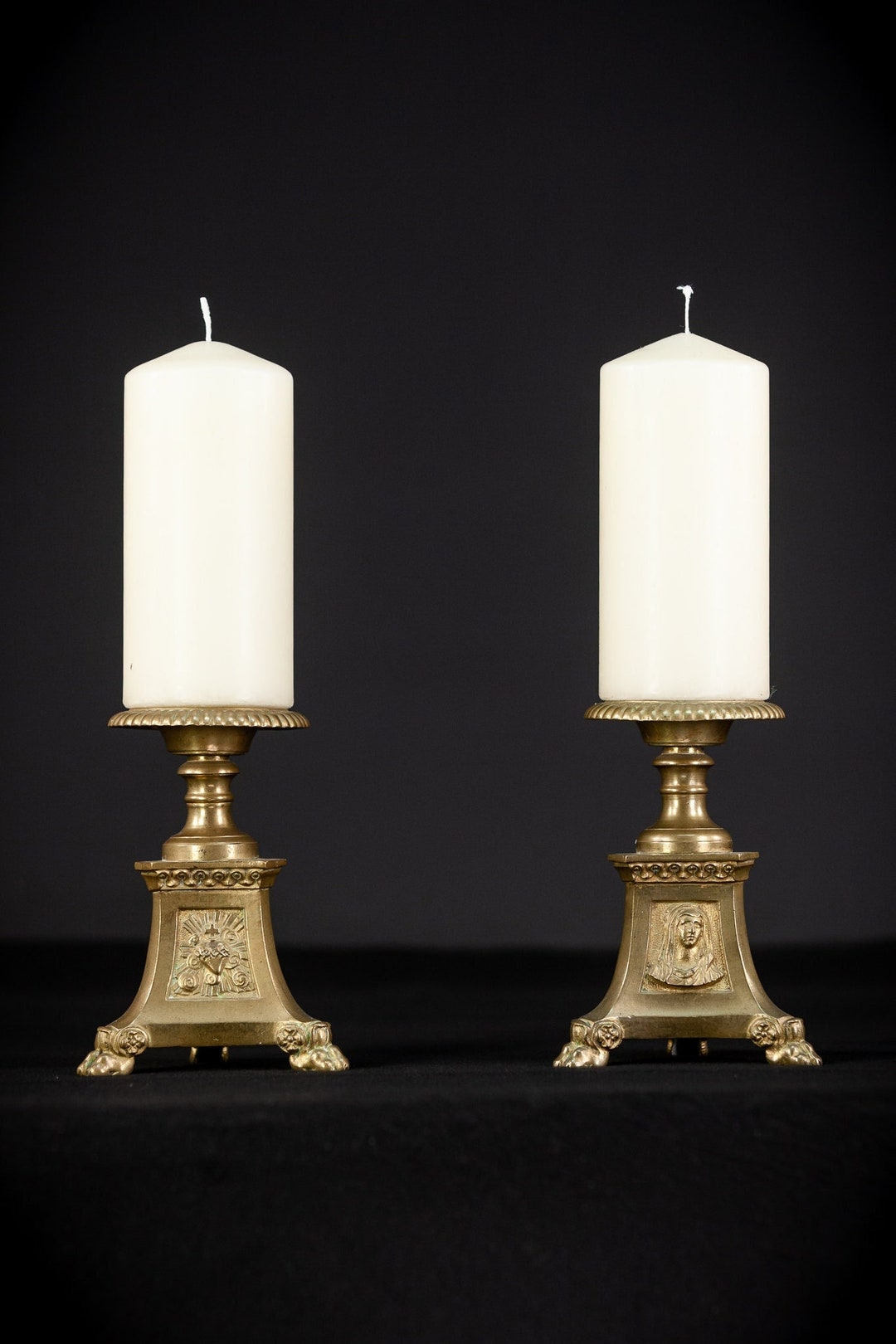 Candlesticks Pair French 1800s Antique Gilded Brass Altar Candle Holders 8.5 / 21.5 Cm Large Etsy