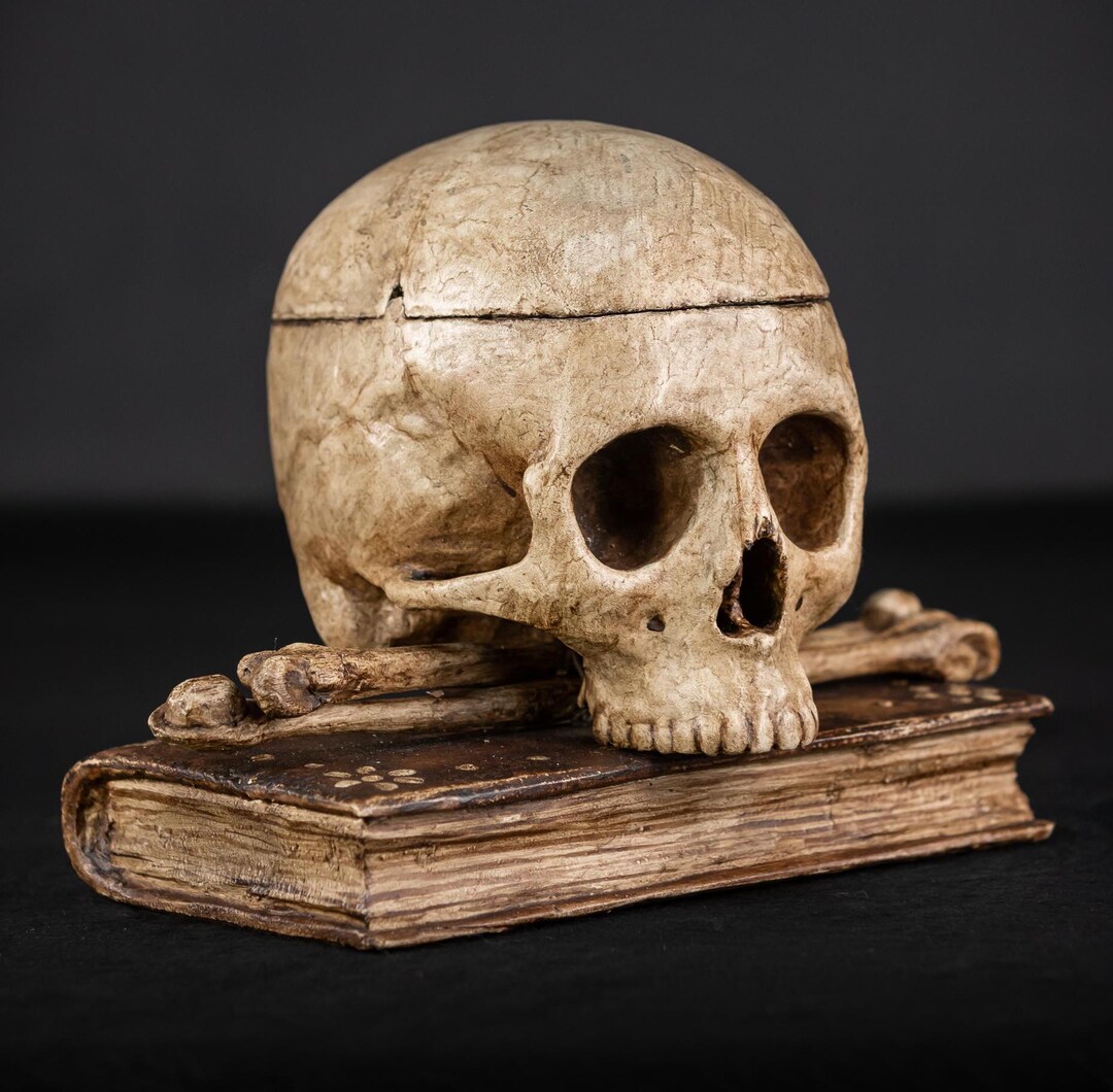Memento Mori Sculpture | Antique 1700s Healers Wooden Skull Statue ...