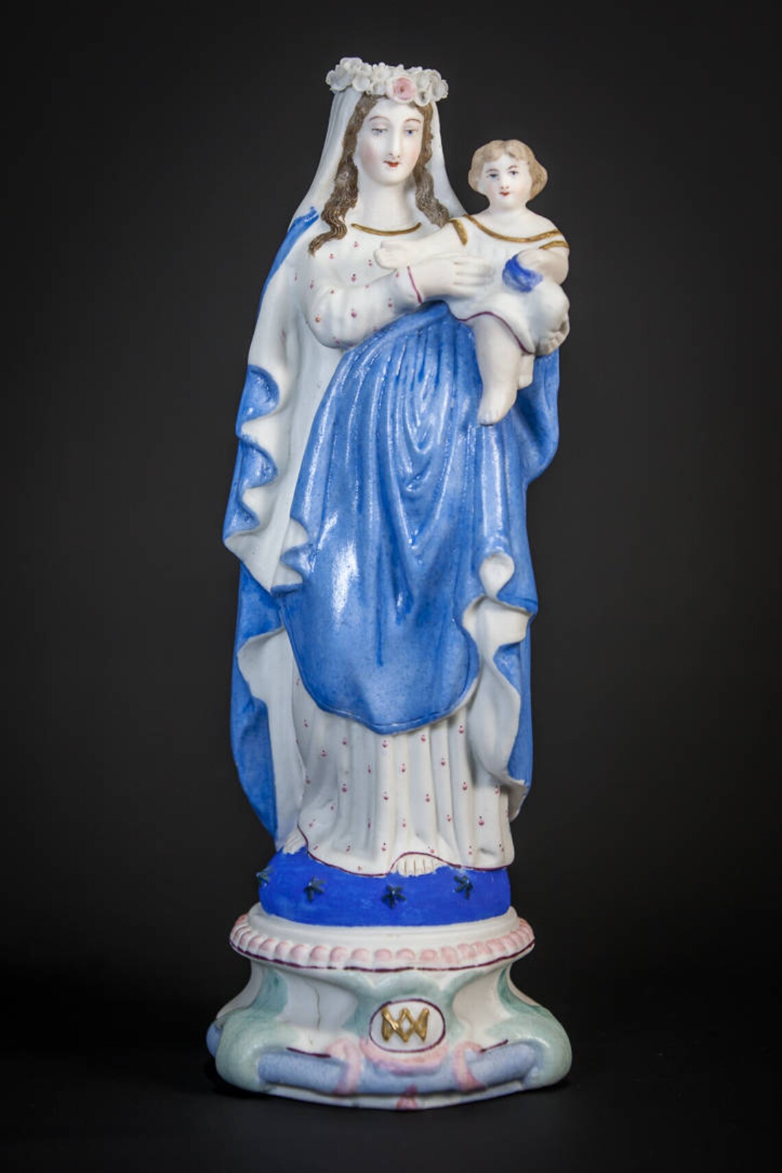 Virgin Mary Statue  Madonna with Child Jesus Figure  Antique image 0