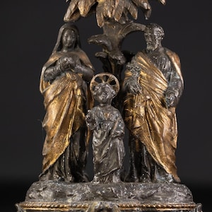 Holy Family Statue | Saint Joseph and Virgin Mary and Infant Jesus Metal Figure | 7.1&quot; / 18 cm Large
