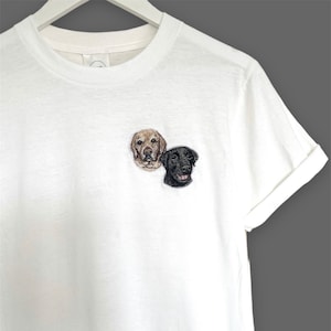 DOUBLE PET Custom Personalised Embroidered Embroidery Pet/Animal/Dog/Cat/Rabbit Memorial  T-shirt