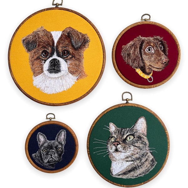 Custom Personalised Freehand Freemotion Embroidery Pet Portrait - Dog/Cat/Rabbit/Animal/Horse/Budgie - Memorial, Celebration, Gift