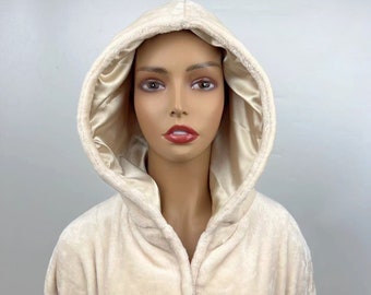 Satin Lined Robe-Women Fleece Hooded Bathrobe - Plush Long Robe