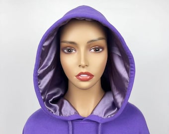 Satin Lined Hoodie -Unisex Spring Thin Hoodie-Purple