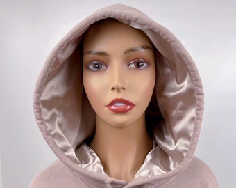 Satin Lined Hoodie -Unisex Spring Thin Hoodie-Milk Coffee