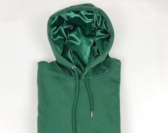 Satin Lined Hoodie Unisex-Thick-Dark Green
