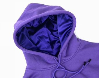 Satin Lined Hoodie Unisex-Thick Fleece Lined-Purple