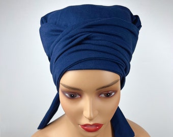 T-shirt Cotton Hair Plopping Towel- Navy Blue