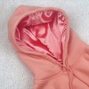 Satin Lined Hoodie-Thick-Pink image 1