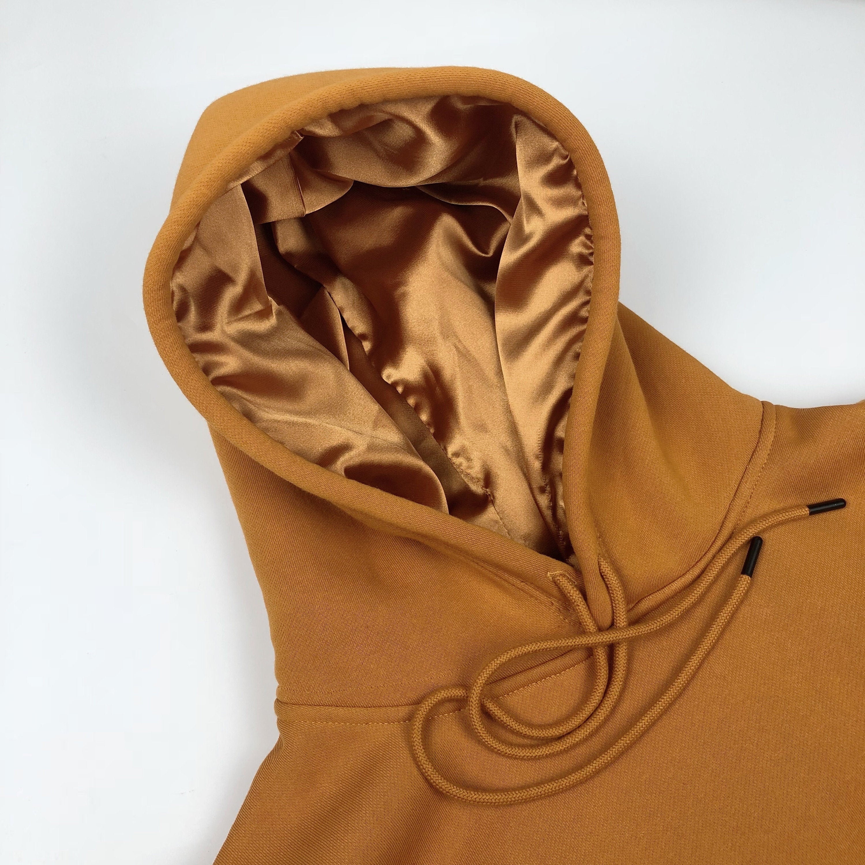 Satin Lined Hoodie Unisex thick golden Yellow Etsy