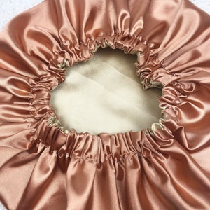 Double Layered Reversible Satin Bonnet Adult-Champagne and Gold Pink