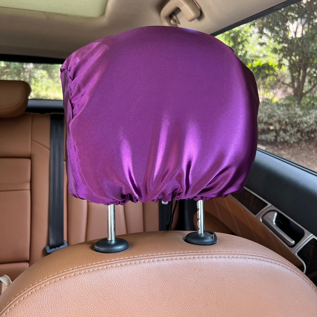 Reversible Satin Car Headrest Cover Adjustablepurple Etsy