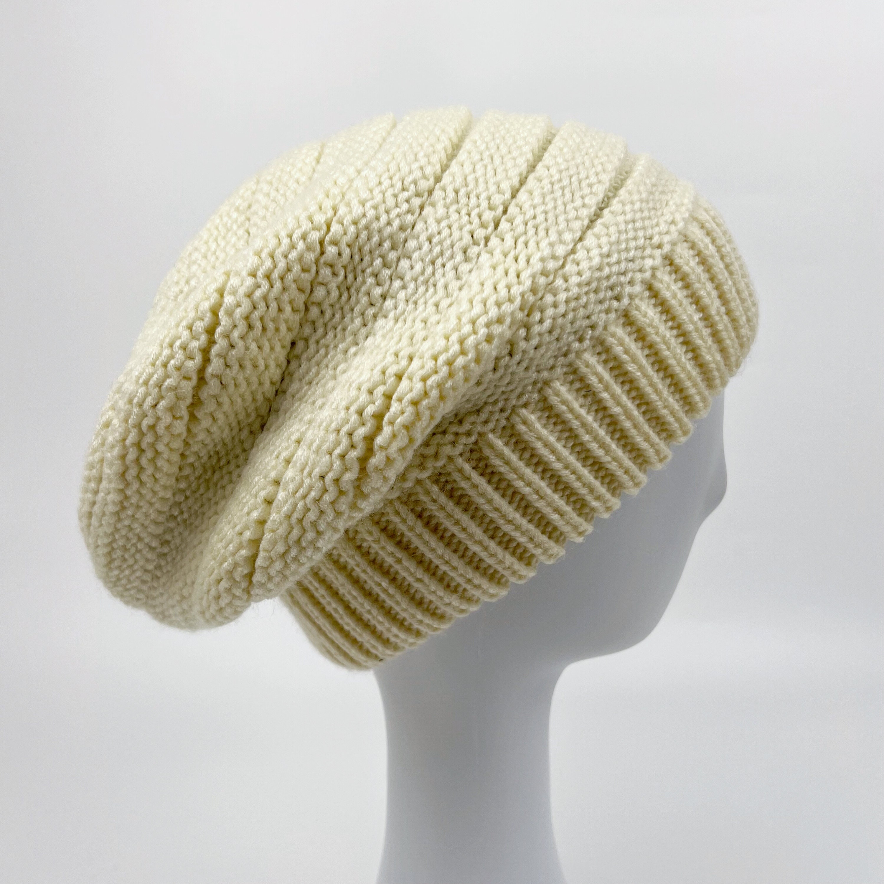 Cream Slouch Beanie - Etsy display picture 2