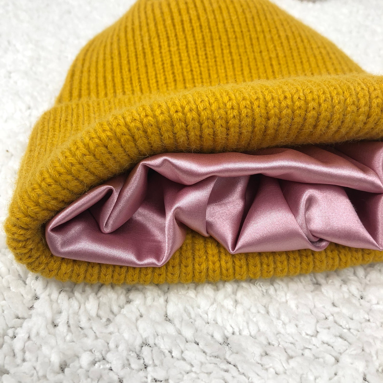 Satin Lined Knit Beanie for Women Bright Yellow - Etsy