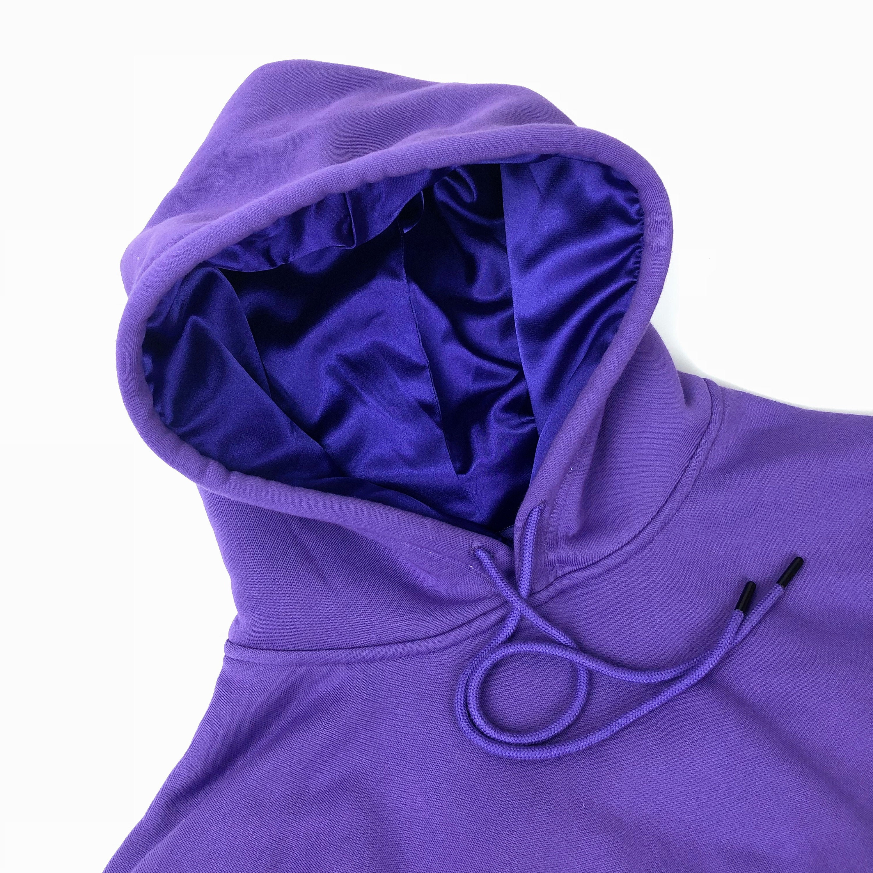 Satin Lined Hoodie Unisexthick Fleece Linedpurple Etsy