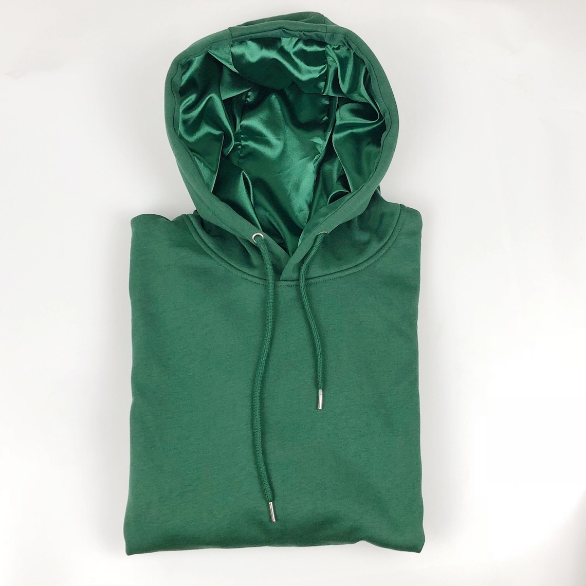 Satin Lined Hoodie Unisexthickdark Green Etsy