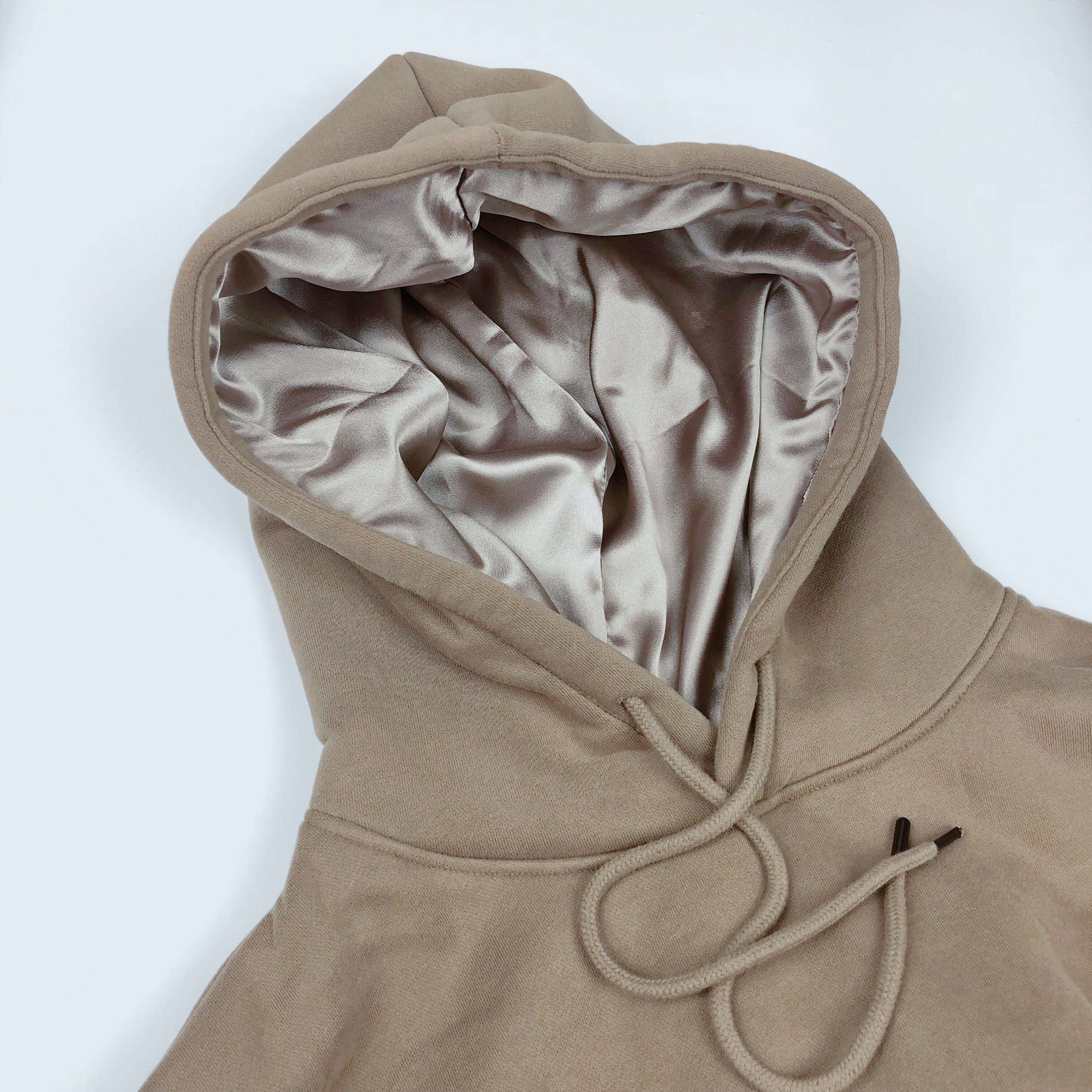 Satin Lined Hoodie Unisex-thick-earth Tone Brown 