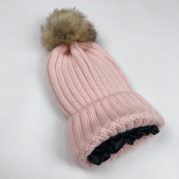 Satin Lined Winter Beanie With Detachable Pom Pom Bobble  display picture 3