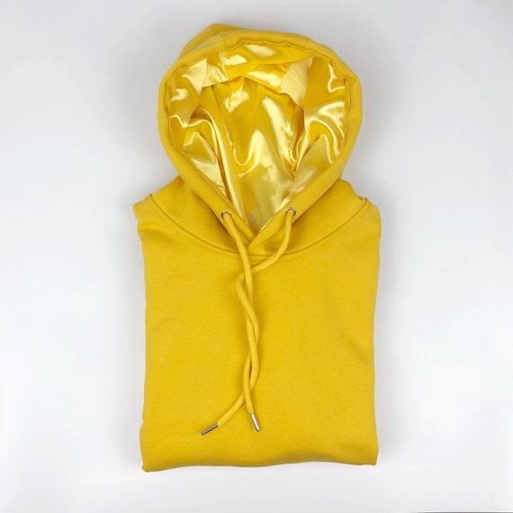 Satin Lined Hoodie Unisex thick bright Yellow Etsy