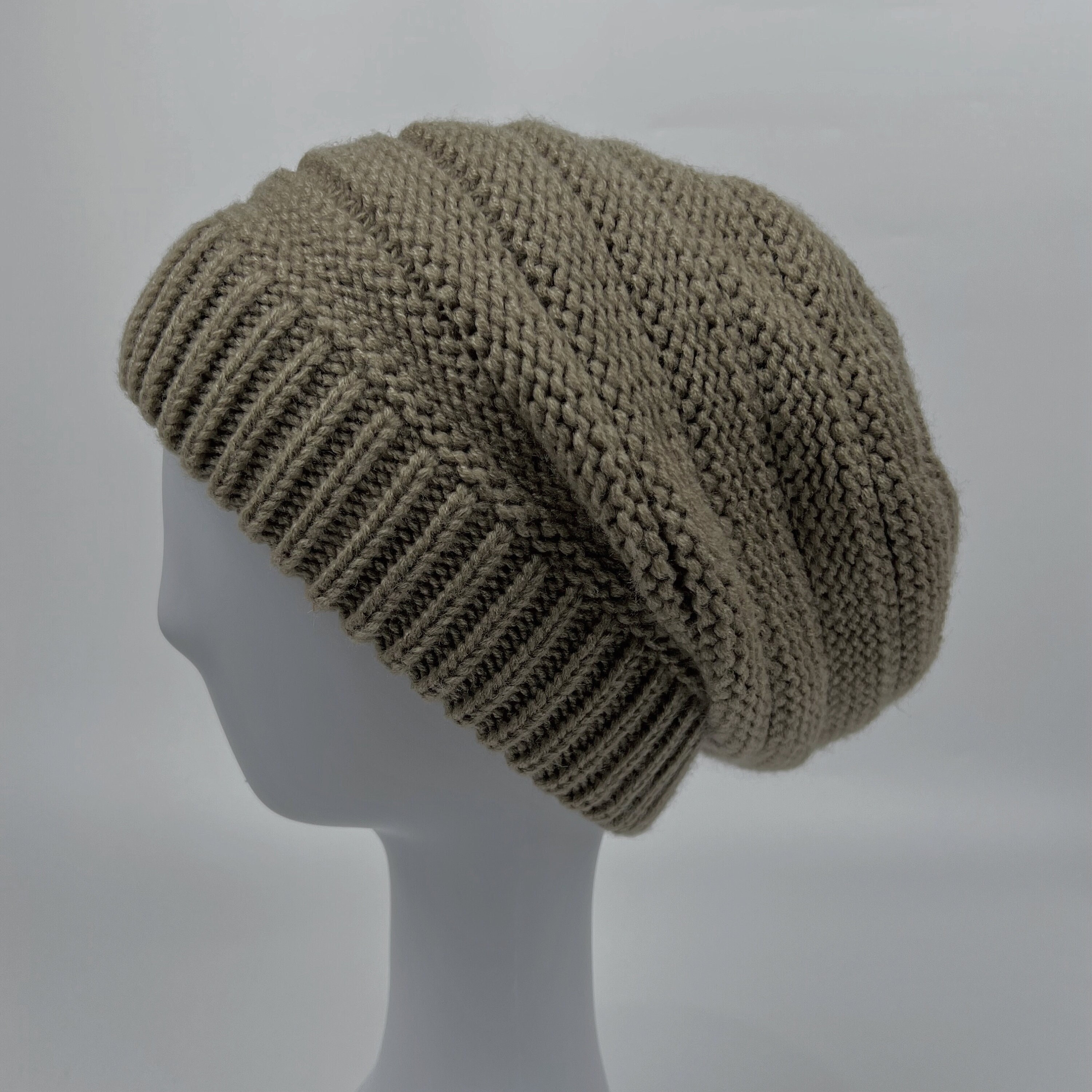 Satin Lined Knit Slouch Beanie Winter Hat Khaki - Etsy