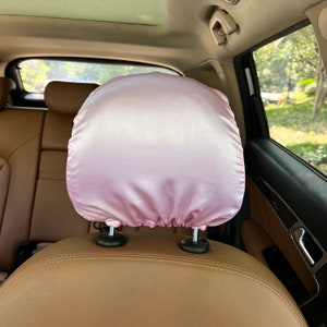 Reversible Satin Car Headrest Cover Adjustable-Pink