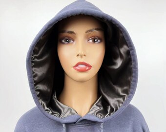 Satin Lined Hoodie -Unisex Spring Thin Hoodie-Dark Gray
